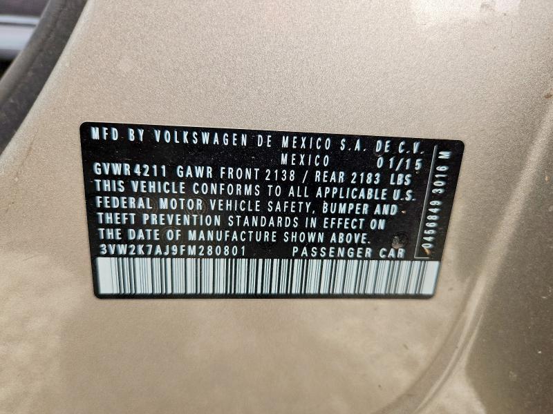 Продаж на аукціоні авто 2015 Volk Jetta Base S, vin: 3VW2K7AJ9FM280801, номер лоту: 78819675