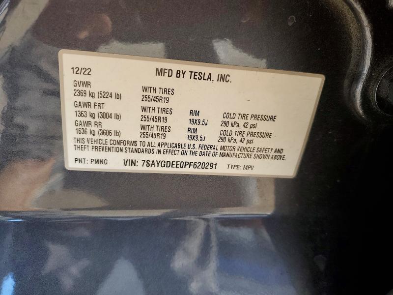 2023 Tesla Model Y მანქანა იყიდება აუქციონზე, vin: 7SAYGDEE0PF620291, აუქციონის ნომერი: 79099215