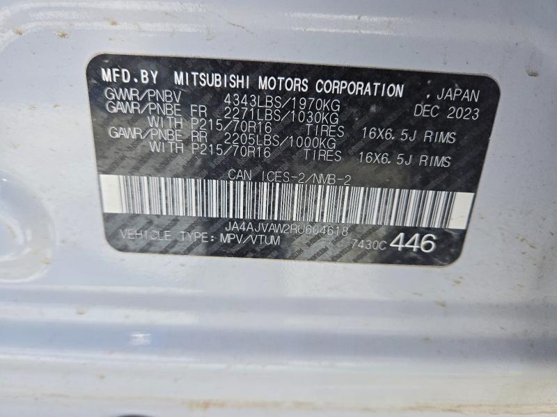 Aukcja sprzedaży 2024 Mitsubishi Rvr, vin: JA4AJVAW2RU604618, numer aukcji: 76389725
