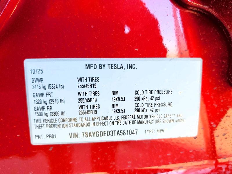 2026 Tesla Model Y მანქანა იყიდება აუქციონზე, vin: 7SAYGDED3TA581047, აუქციონის ნომერი: 79063575
