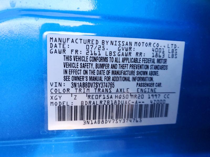 Aukcja sprzedaży 2025 Nissan Sentra, vin: 3N1AB8DV7SY374765, numer aukcji: 79058175