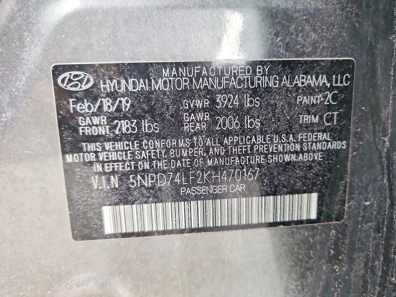 Aukcja sprzedaży 2019 Hyundai Elantra, vin: 5NPD74LF7KH470617, numer aukcji: 77834345