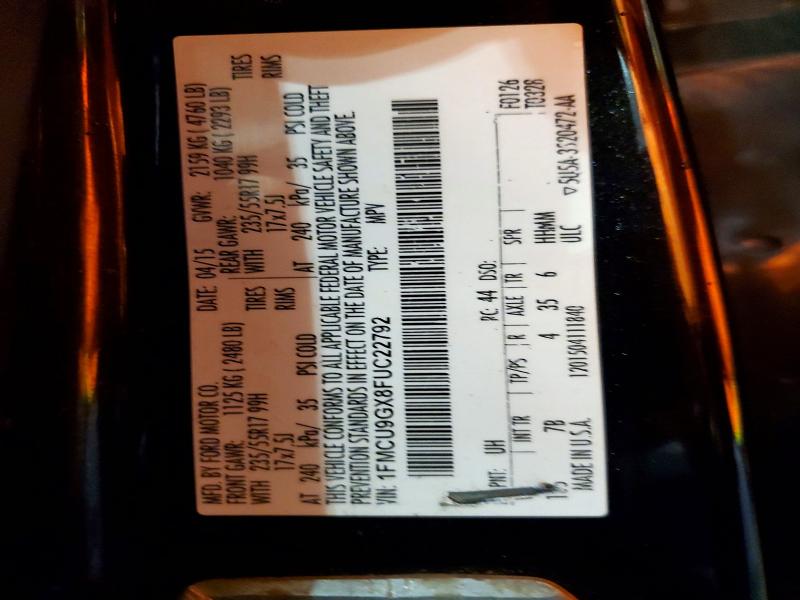 Aukcja sprzedaży 2015 Ford Escape, vin: 1FMCU9GX8FUC22792, numer aukcji: 77971455