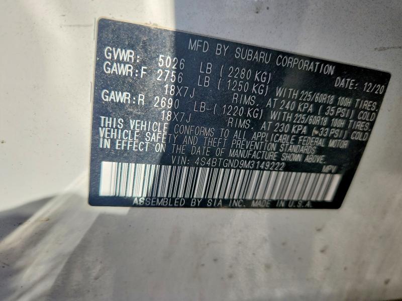 Продажа на аукционе авто 2021 Subaru Outback, vin: 4S4BTGND9M3149222, номер лота: 76762215