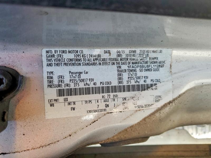 76275915 :رقم المزاد ، 1FADP5BU8FL112827 vin ، 2015 Ford C-max مزاد بيع