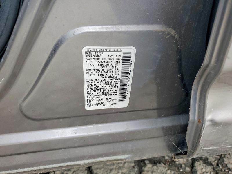 Продажа на аукционе авто 2008 Nissan Rogue, vin: JN8AS58V98W127855, номер лота: 77582285