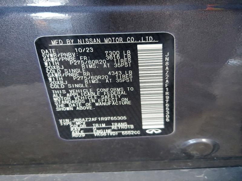 74556455 :رقم المزاد ، JN8AZ2AF1R9765305 vin ، 2024 Infiniti Qx80 مزاد بيع