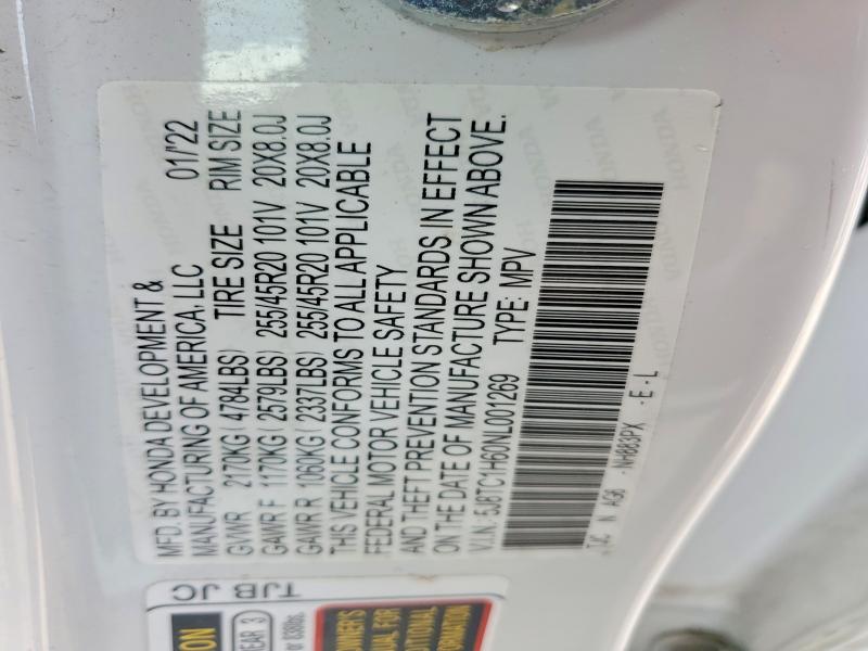 Продаж на аукціоні авто 2022 Acura Rdx, vin: 5J8TC1H60NL001269, номер лоту: 77080155