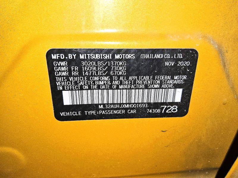 Продаж на аукціоні авто 2021 Mitsubishi Mirage, vin: ML32AUHJXMH001693, номер лоту: 78691355