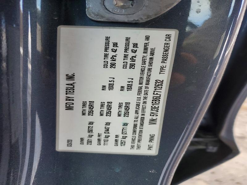 Продажа на аукционе авто 2020 Tesla Model 3, vin: 5YJ3E1EB6LF712632, номер лота: 78445665