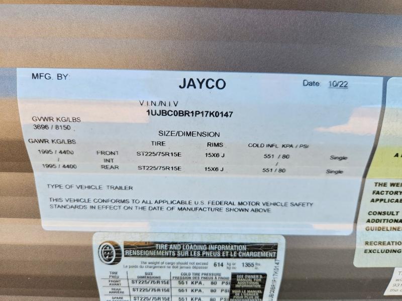 Продаж на аукціоні авто 2023 Jayco Jay Flight, vin: 1UJBC0BR1P17K0147, номер лоту: 75685285
