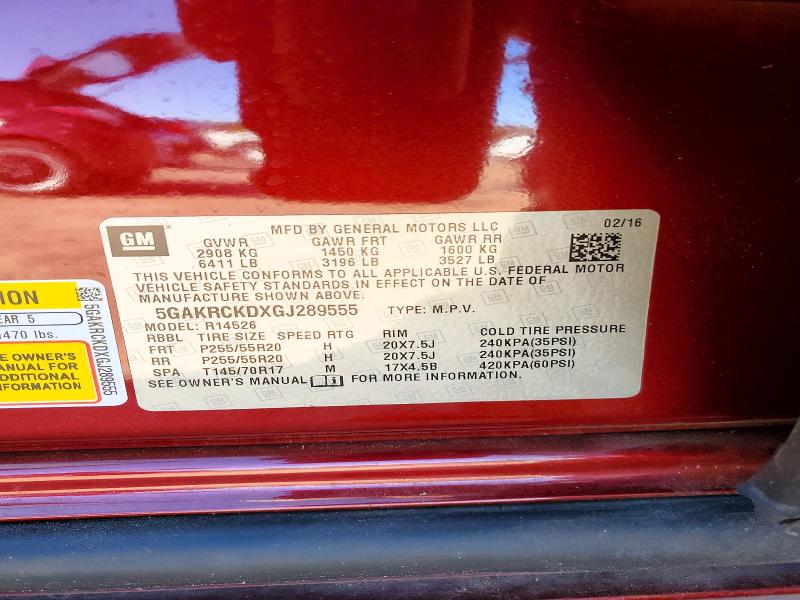 2016 Buick Enclave მანქანა იყიდება აუქციონზე, vin: 5GAKRCKDXGJ289555, აუქციონის ნომერი: 76736375