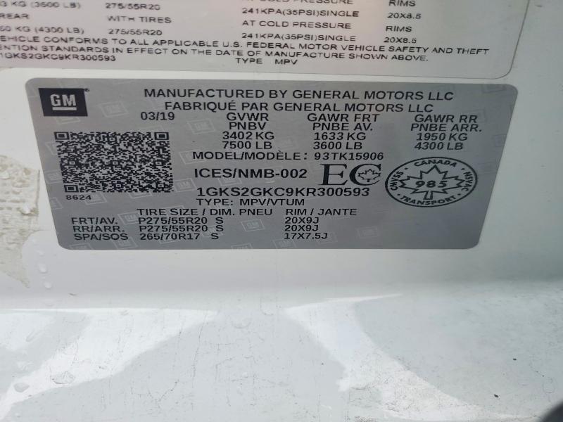 Продажа на аукционе авто 2019 Gmc Yukon Xl, vin: 1GKS2GKC9KR300593, номер лота: 76237395