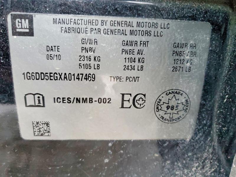Aukcja sprzedaży 2010 Cadillac Cts, vin: 1G6DD5EGXA0147469, numer aukcji: 77853745