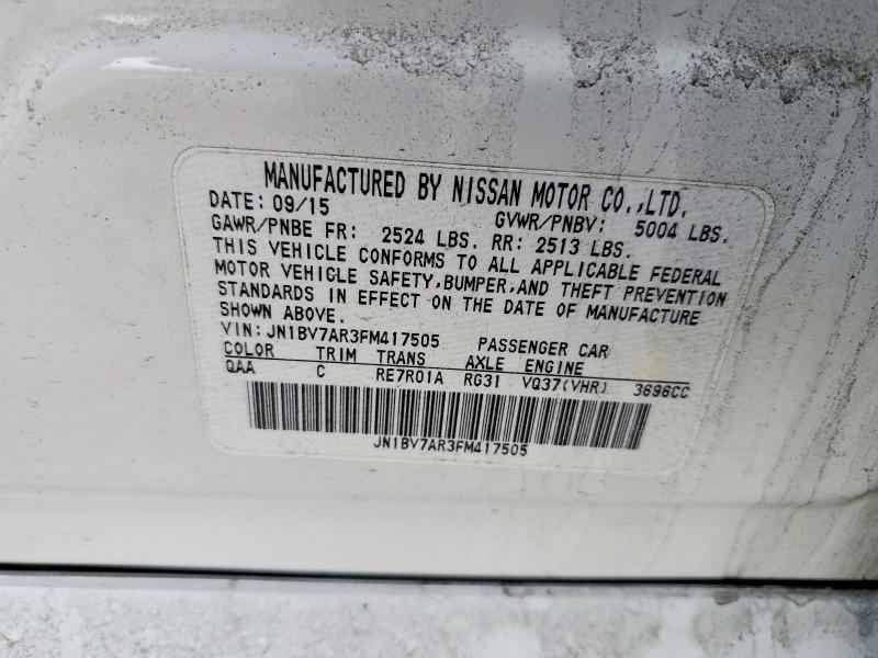 Aukcja sprzedaży 2015 Infiniti Q50, vin: JN1BV7AR3FM417505, numer aukcji: 76851035