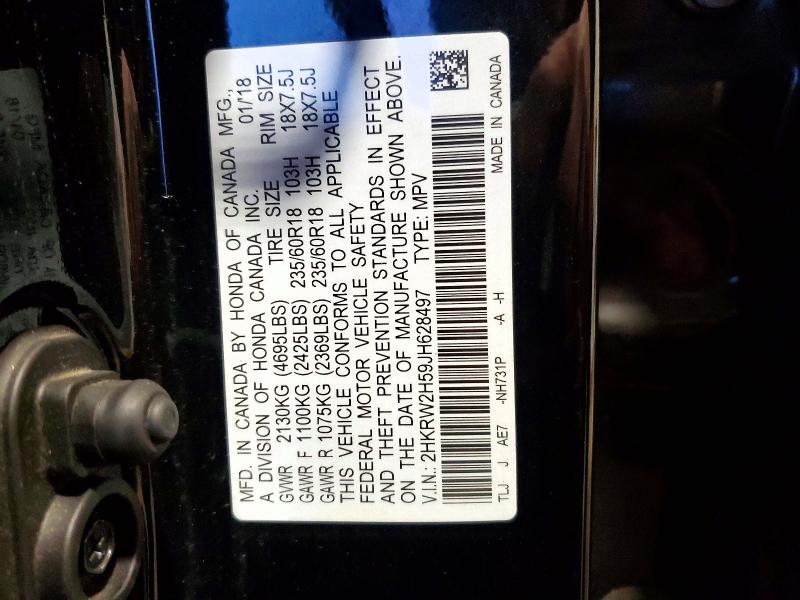 Aukcja sprzedaży 2018 Honda Cr-v, vin: 2HKRW2H59JH628497, numer aukcji: 77650275