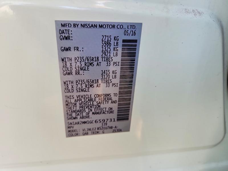 Продаж на аукціоні авто 2016 Nissan Pathfinder, vin: 5N1AR2MM1GC659731, номер лоту: 77614595