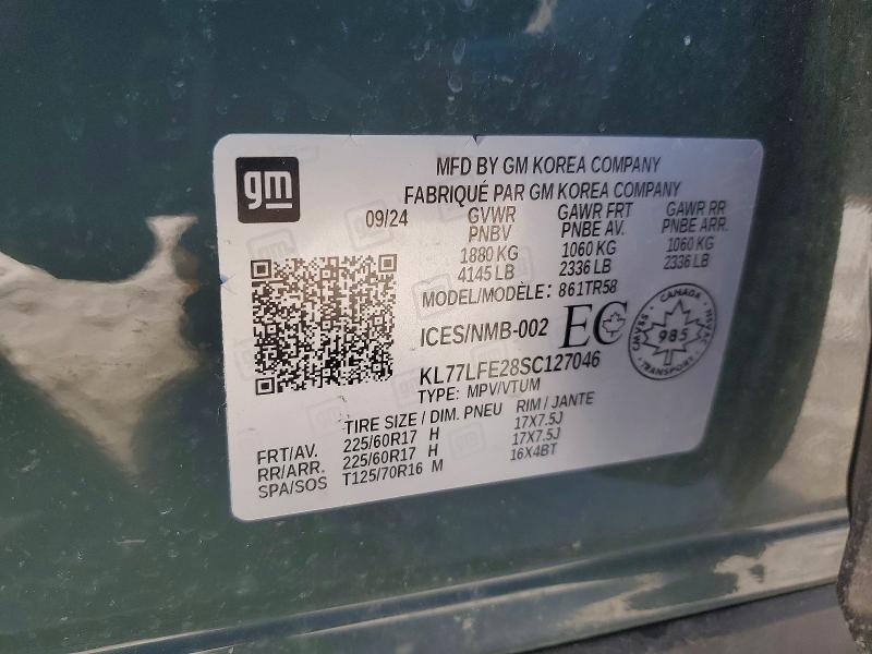 77544905 :رقم المزاد ، KL77LFE28SC127046 vin ، 2025 Chevrolet Trax مزاد بيع
