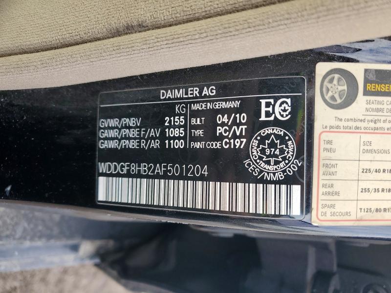 Aukcja sprzedaży 2010 Mercedes-benz C, vin: WDDGF8HB2AF501204, numer aukcji: 78519885