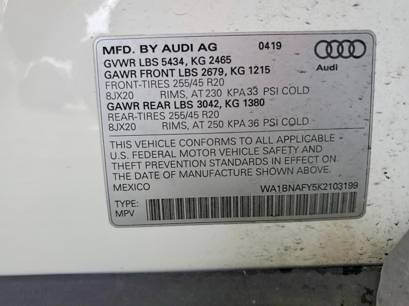 Продажа на аукционе авто 2019 Audi Q5, vin: WA1BNAFY5K2103199, номер лота: 78826815
