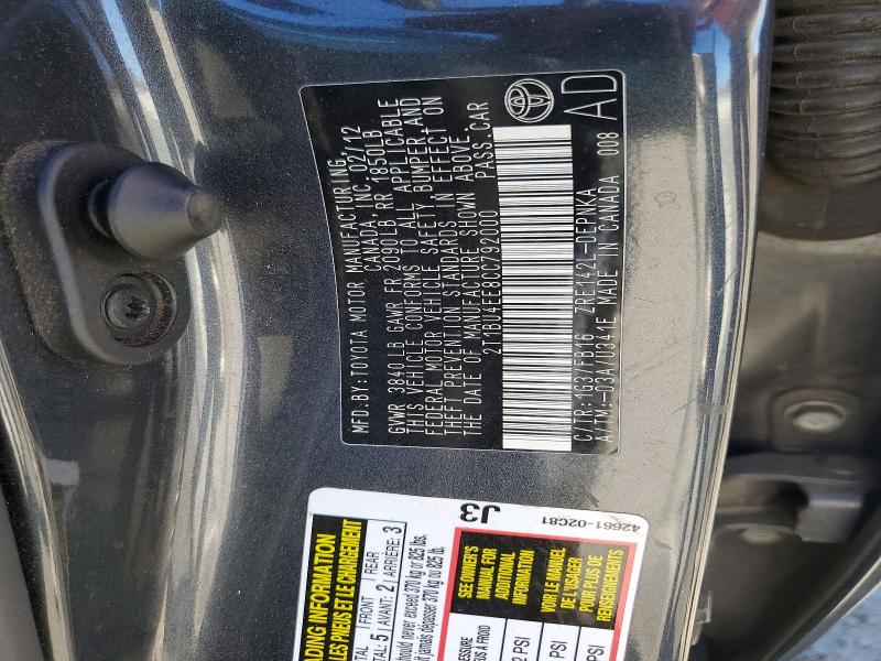 2012 Toyota Corolla მანქანა იყიდება აუქციონზე, vin: 2T1BU4EE8CC792000, აუქციონის ნომერი: 77762565