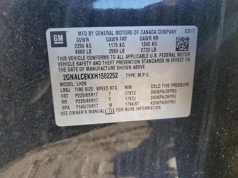 Продажа на аукционе авто 2017 Chevrolet Equinox, vin: 2GNALCEKXH1582252, номер лота: 77215695