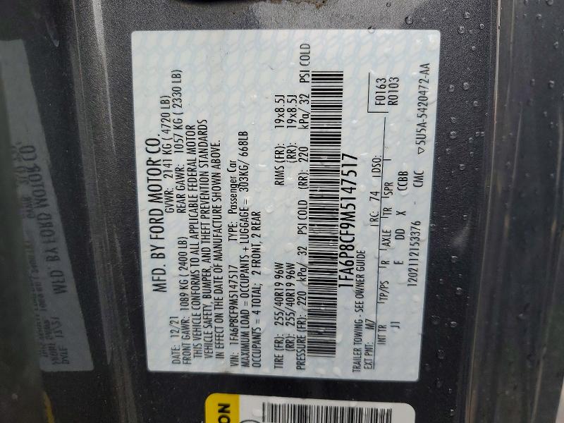Aukcja sprzedaży 2021 Ford Mustang, vin: 1FA6P8CF9M5147517, numer aukcji: 78871215