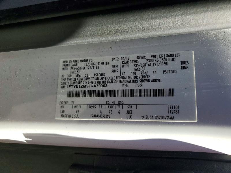 Продажа на аукционе авто 2018 Ford Transit 15, vin: 1FTYE1ZM5JKA79963, номер лота: 76910065