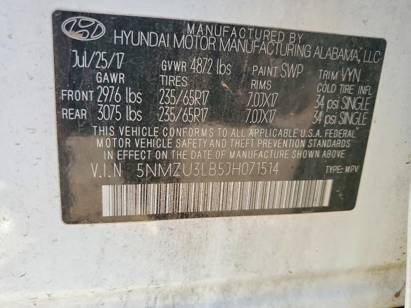 Aukcja sprzedaży 2018 Hyundai Santa Fe Sport, vin: 5NMZU3LB5JH071514, numer aukcji: 77754245