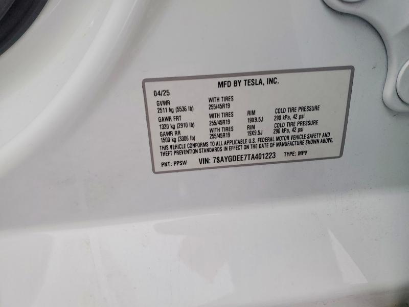 2026 Tesla Model Y მანქანა იყიდება აუქციონზე, vin: 7SAYGDEE7TA401223, აუქციონის ნომერი: 75684435