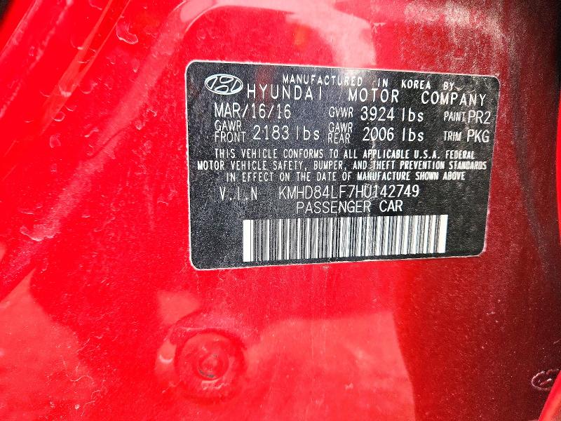 2017 Hyundai Elantra მანქანა იყიდება აუქციონზე, vin: KMHD84LF7HU142749, აუქციონის ნომერი: 76548445
