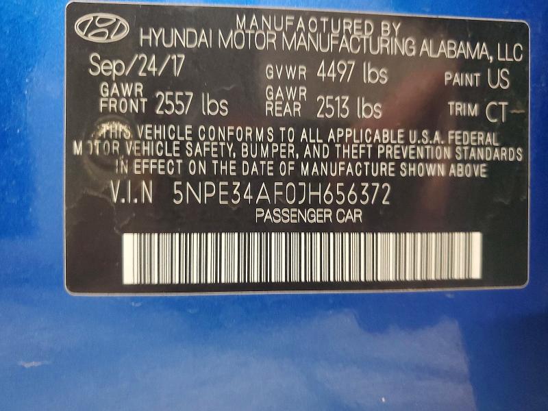 Продаж на аукціоні авто 2018 Hyundai Sonata, vin: 5NPE34AF0JH656372, номер лоту: 78675195
