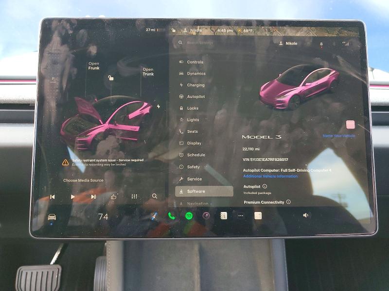 2024 Tesla Model 3 მანქანა იყიდება აუქციონზე, vin: 5YJ3E1EA7RF828017, აუქციონის ნომერი: 77512815