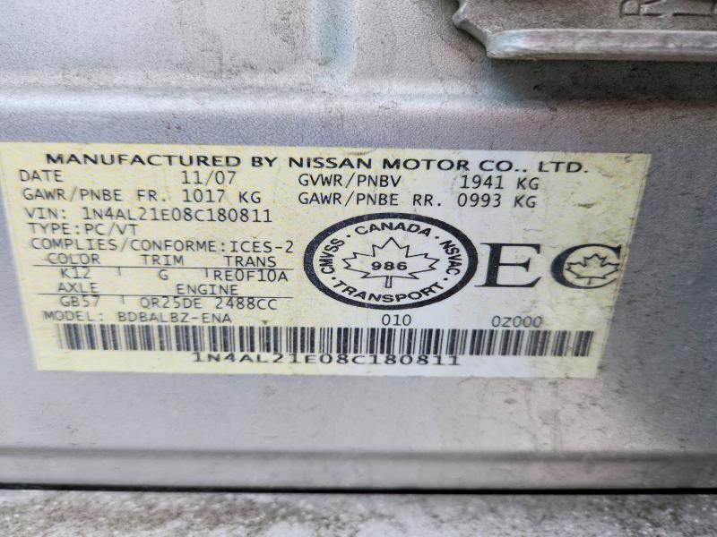 Aukcja sprzedaży 2008 Nissan Altima, vin: 1N4AL21E08C180811, numer aukcji: 75835465