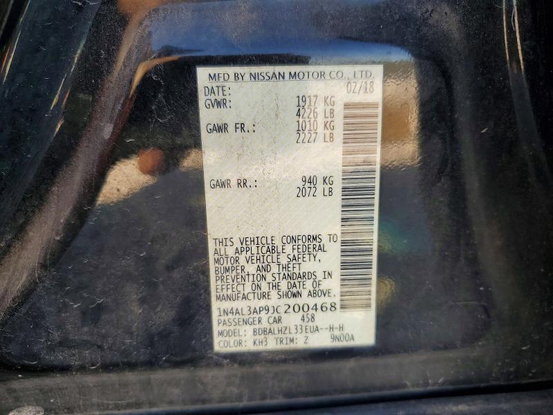 2018 Nissan Altima მანქანა იყიდება აუქციონზე, vin: 1N4AL3AP9JC200468, აუქციონის ნომერი: 78860255