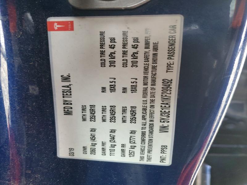 Продажа на аукционе авто 2019 Tesla Model 3, vin: 5YJ3E1EA1KF299492, номер лота: 77305545