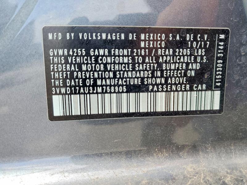 Aukcja sprzedaży 2018 Volkswagen Golf Sportwagen, vin: 3VWD17AU3JM758905, numer aukcji: 78349045