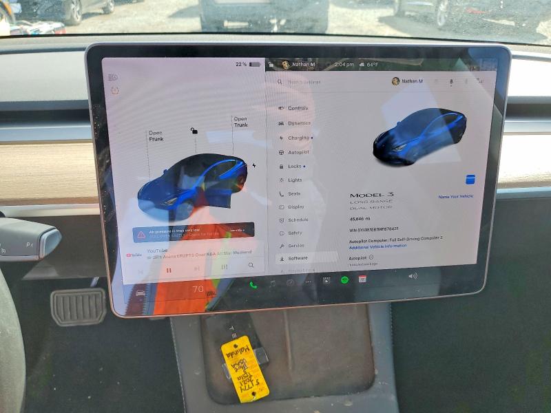 2021 Tesla Model 3 მანქანა იყიდება აუქციონზე, vin: 5YJ3E1EB1MF878431, აუქციონის ნომერი: 77714325