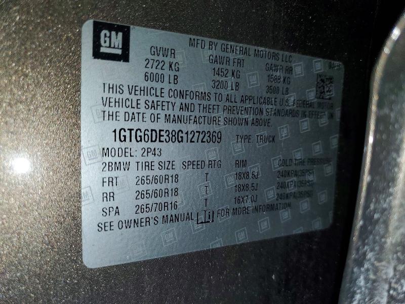 Aukcja sprzedaży 2016 Gmc Canyon, vin: 1GTG6DE38G1272369, numer aukcji: 76026935