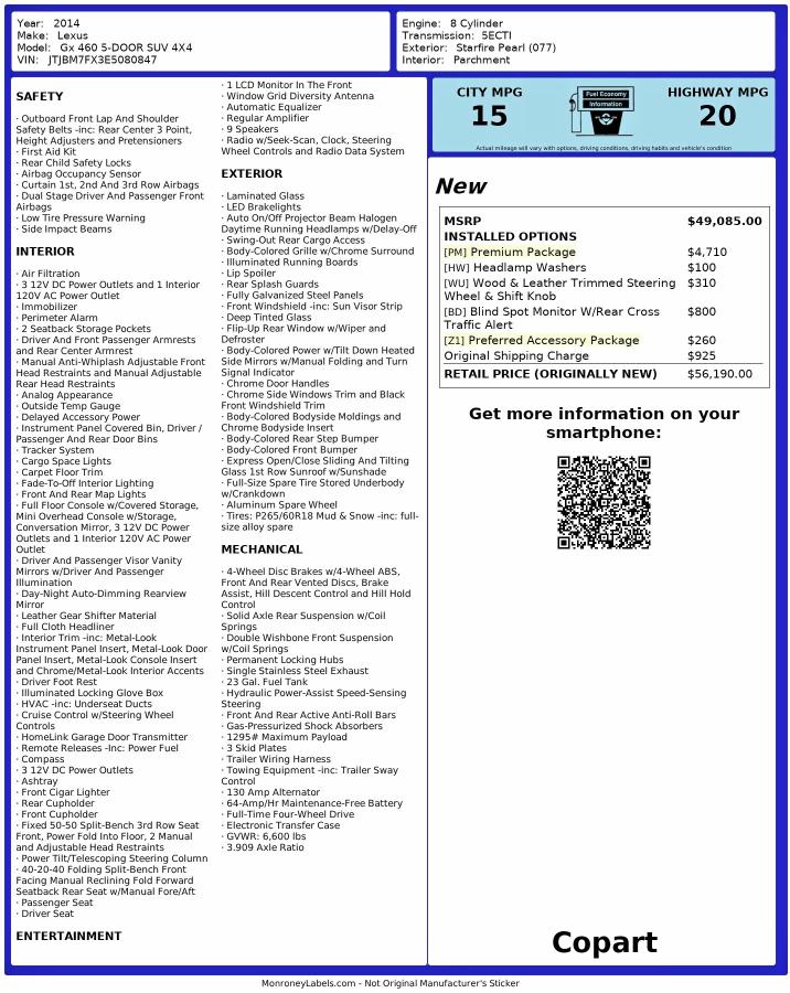 Продаж на аукціоні авто 2014 Lexus Gx 460, vin: JTJBM7FX3E5080847, номер лоту: 77654135