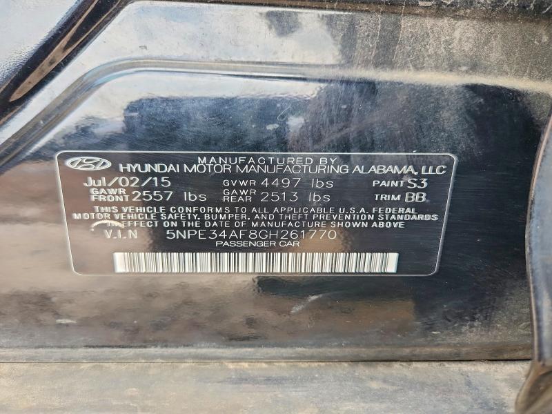 78993115 :رقم المزاد ، 5NPE34AF8GH261770 vin ، 2016 Hyundai Sonata مزاد بيع