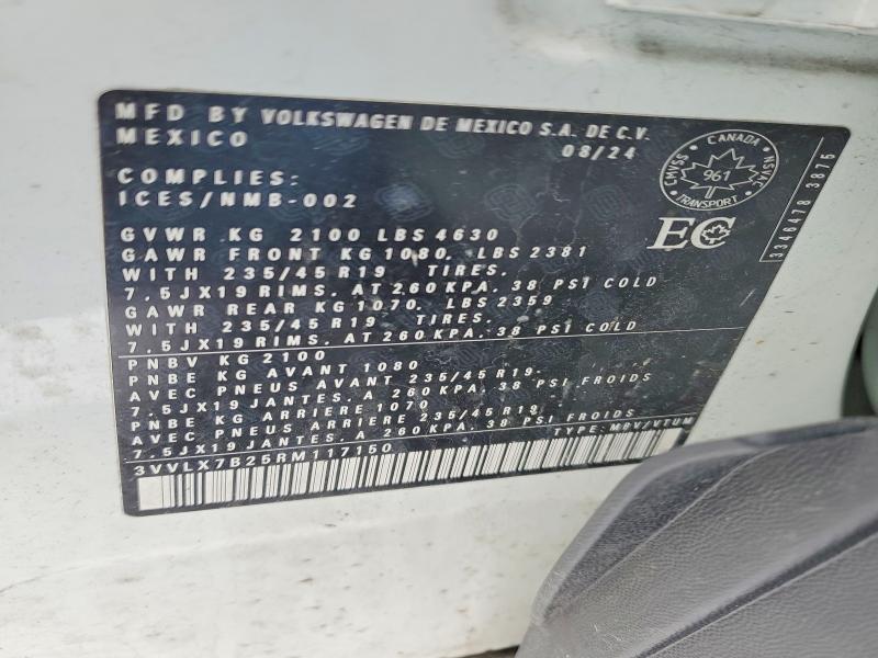 Aukcja sprzedaży 2024 Volkswagen Taos, vin: 3VVLX7B25RM117150, numer aukcji: 74735695
