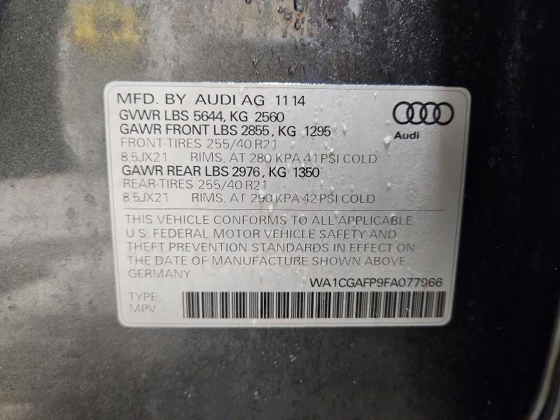 Aukcja sprzedaży 2015 Audi Sq5, vin: WA1CGAFP9FA077966, numer aukcji: 78062245