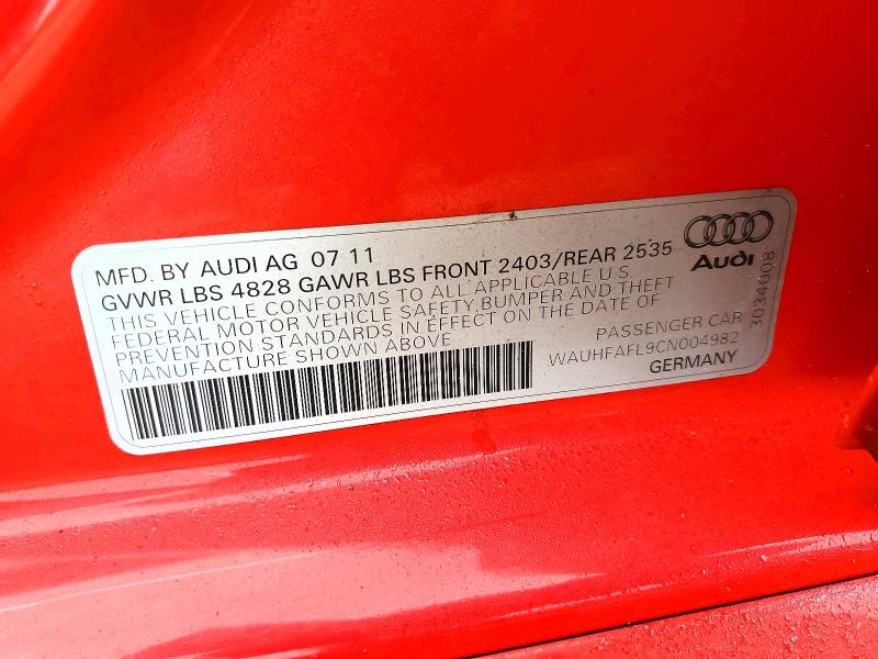 Aukcja sprzedaży 2012 Audi A4, vin: WAUHFAFL9CN004982, numer aukcji: 77713835