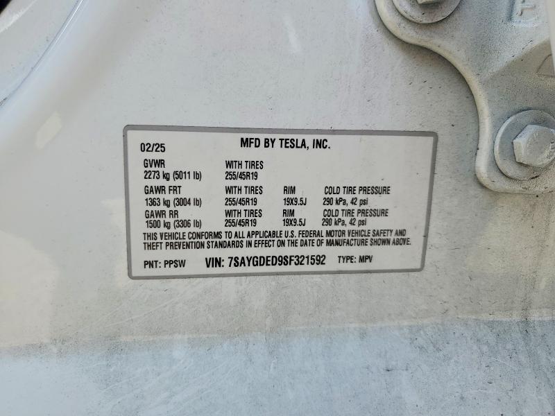 Aukcja sprzedaży 2025 Tesla Model Y, vin: 7SAYGDED9SF321592, numer aukcji: 79036225