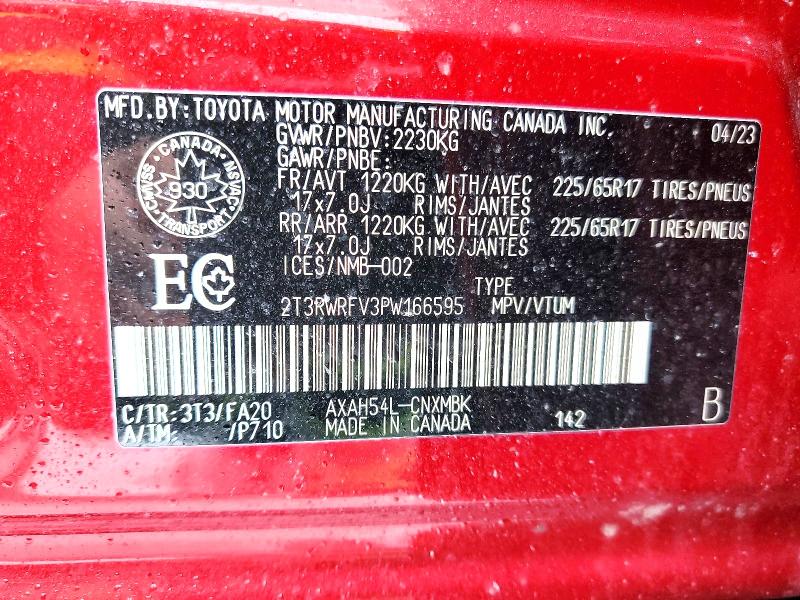 Aukcja sprzedaży 2023 Toyota Rav4, vin: 2T3RWRFV3PW166595, numer aukcji: 76365105