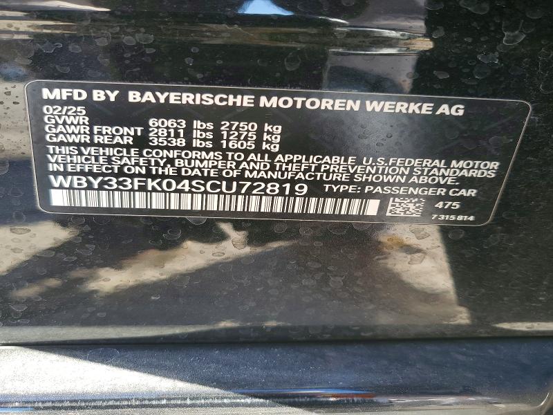 Продаж на аукціоні авто 2025 Bmw I5, vin: WBY33FK04SCU72819, номер лоту: 76023605