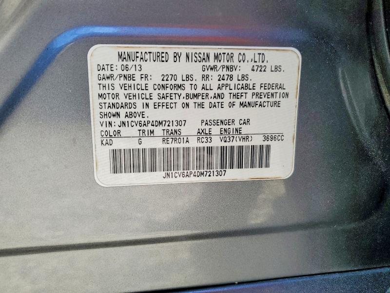 Aukcja sprzedaży 2013 Infiniti G37, vin: JN1CV6AP4DM721307, numer aukcji: 75503155