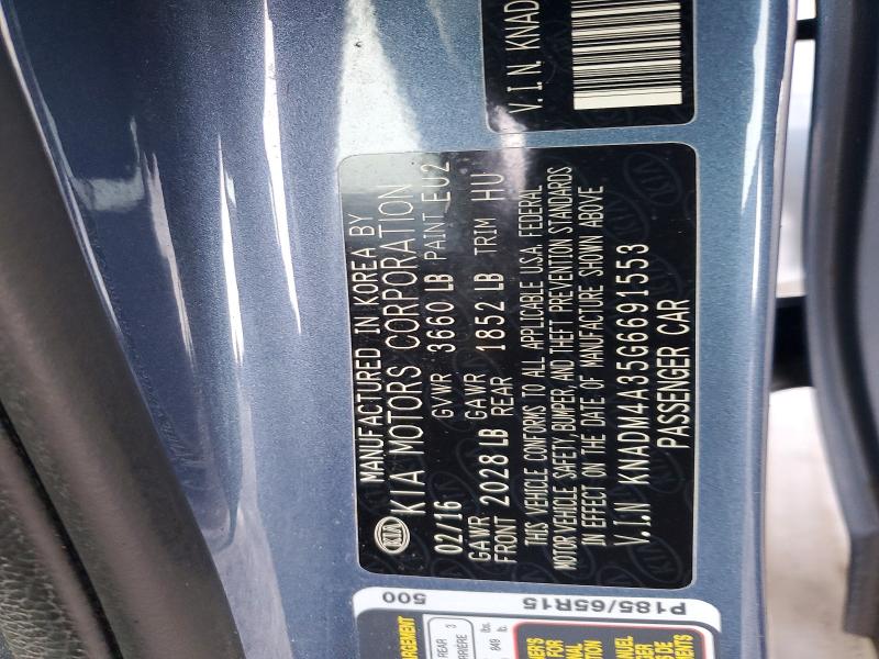 76672125 :رقم المزاد ، KNADM4A35G6691553 vin ، 2016 Kia Rio Lx مزاد بيع