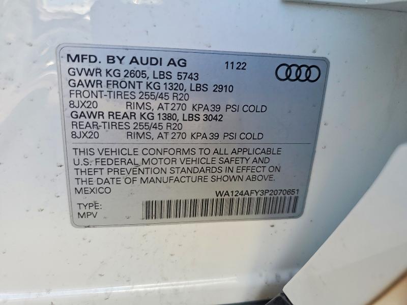 Продаж на аукціоні авто 2023 Audi Sq5, vin: WA124AFY3P2070651, номер лоту: 78035455